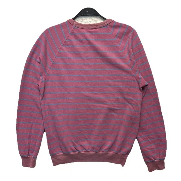 Vintage Hang Ten Foot Print Knit Crew Neck Sweater Striped Pink Powder Blue - Picture 3 of 8